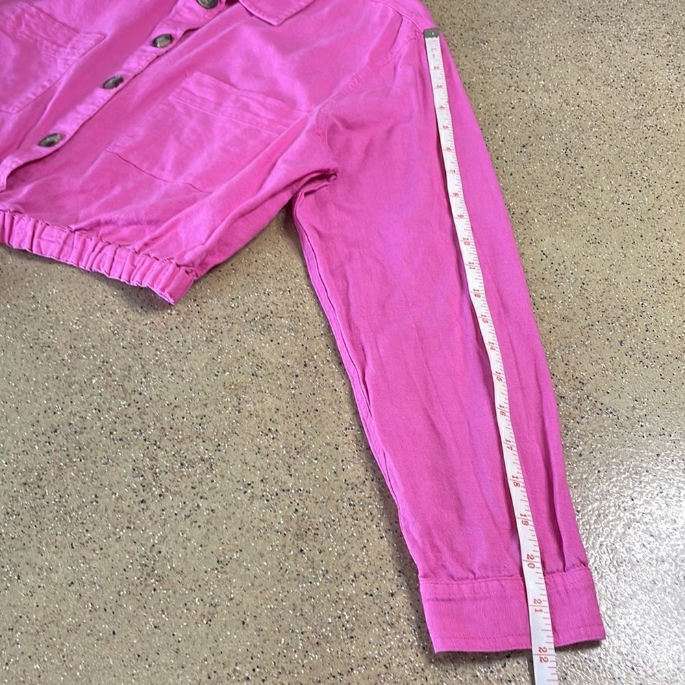 Barbiecore Bubblegum Pink Linen Blend Pullover Shirt / Shacket - Picture 11 of 16